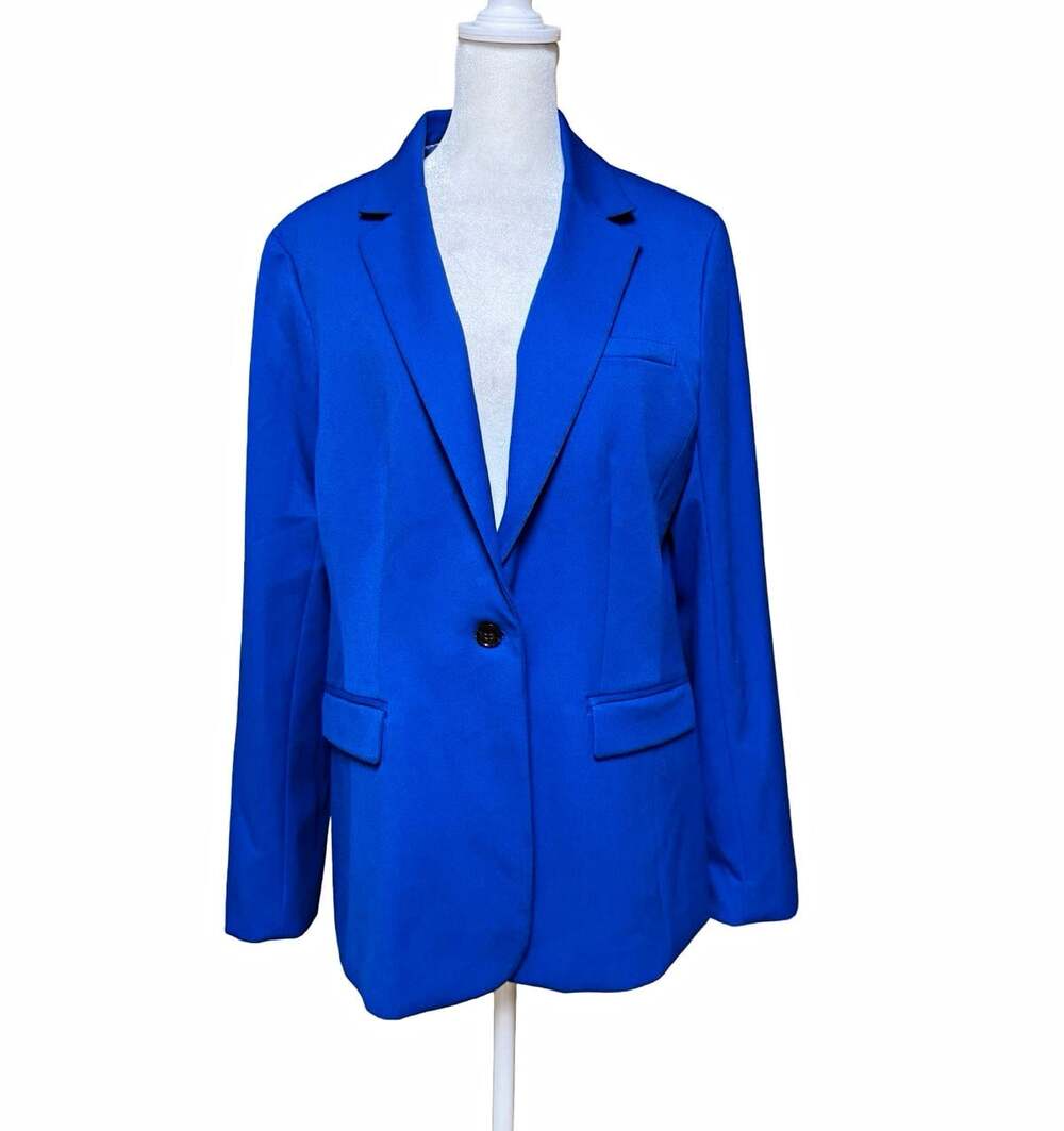 Banana Republic Long and Lean Blazer Women’s 14 Cobalt Blue Stretch Career
